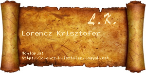Lorencz Krisztofer névjegykártya